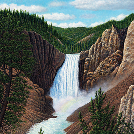 James Hildebrand: 'Thunder Valley', 2018 Oil Painting, Landscape. Artist Description: Yellowstone Falls...