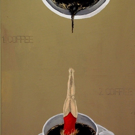 Jim Lively: 'A Second Cup of Coffee', 2012 Acrylic Painting, Surrealism. Artist Description:                                      Acrylic and pencil on gallery wrapped canvas                                                                                                                                       ...