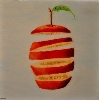 Jim Lively: 'Apple', 2011 Acrylic Painting, Still Life.                          acrylic, ink text and heavy gloss varnish on gallery wrapped canvas                                                                         ...