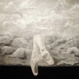Jim Lively: 'Dancing in the Clouds', 2010 Acrylic Painting, Surrealism. Artist Description:             acrylic on canvas, part of the Black and White series                                                            ...