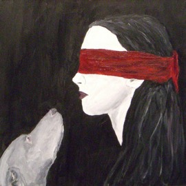 Weim and Blindfolded Woman  By Jim Lively