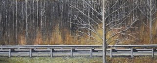 James Morin: 'late autumn vermont', 2021 Oil Painting, Landscape. Highway cuts through trees and foliage down a highway in rural Vermont...