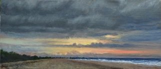 James Morin: 'skyscape number 5', 2022 Oil Painting, Sky. Colorful sunset beneath storm clouds and dark ocean waves...