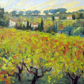 John Maurer: 'Amongst Vines', 2014 Oil Painting, Landscape. Artist Description:  French landscape, colorful, oil painting, palette knife. ...