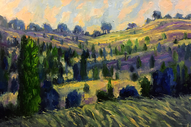 Artist John Maurer. 'Provence Fields' Artwork Image, Created in 2018, Original Painting Acrylic. #art #artist