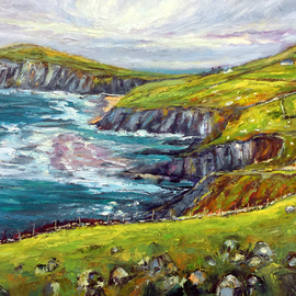 John Maurer: 'slea head dingle peninsula', 2018 Oil Painting, Landscape. Artist Description: An instantly recognizable scene if you have ever been to the Dingle Peninsula in Ireland.  A breathtakingly beautiful that I have attempted to capture in oil on canvas. ...
