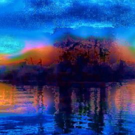 Olin Lake Island Sunset By Mark Goodhew