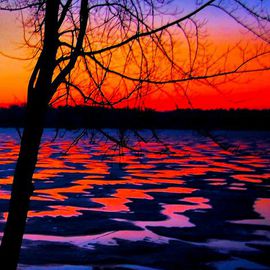 Winter Lake Sunrise By Mark Goodhew