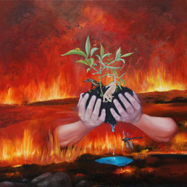 Alex Jobbagy: 'Hope', 2009 Oil Painting, Surrealism. Artist Description:  Inspired by the heroic spirit of the people affected by the 2009 Victorian bushfires. ...