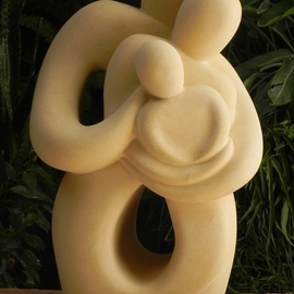 Joe Xuereb: 'our family', 2015 Limestone Sculpture, Figurative. Artist Description: The design shows the love, unity and the bond between the parentsone with the other while at the same time both embrace and hold tightly their offspring. . . .  the ideal family virtues most strive to uphold.  Sculpture is hand carved from the Malta limestoneglobigerina . ...