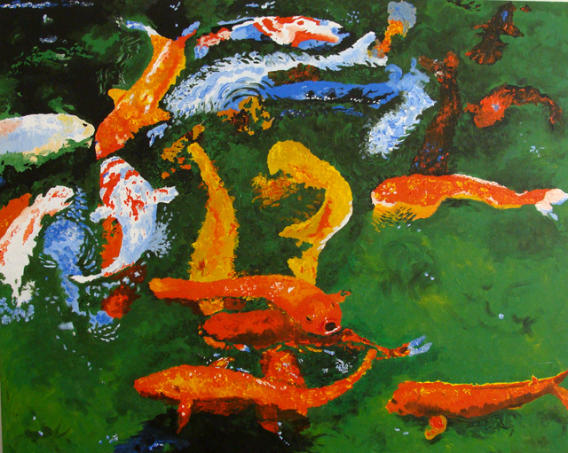 Artist Juan Carlos Vizcarra. 'Koi Pond 2008' Artwork Image, Created in 2008, Original Painting Acrylic. #art #artist
