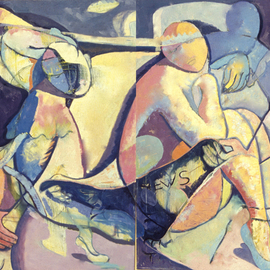 John Powell: 'Time Passes Diptych', 2009 Oil Painting, Abstract Figurative. Artist Description: Order print on Canvas or Water Colour Paper, size20x15130, via FedEx 2- 3 business days depending on time of order ...
