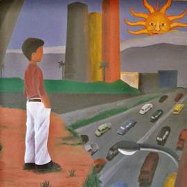 John Trimble: 'LA Dream', 2002 Acrylic Painting, Figurative. Artist Description:  Me as a child over looking Los Angeles. ...