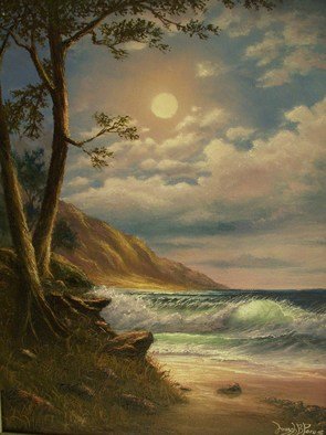 Joseph Porus: 'Moons Up', 1994 Oil Painting, Seascape.       Oil on fine canvas.  ...