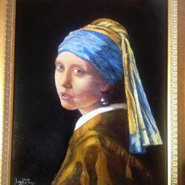 Joseph Porus: 'Vermeer  Girl With Pearl Earing', 2009 Oil Painting, Portrait. Artist Description:          Oil on linen. A Vermeer Study                                    ...