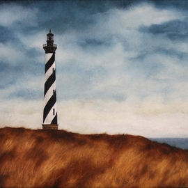 Judyta Bil: 'Cape Hatteras lighthouse', 2015 Oil Painting, Landscape. Artist Description:      Painted over textured canvas. Sealed with varnish.Lighthouse     ...