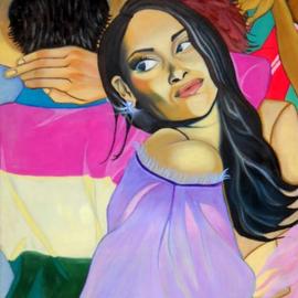 Cecilia Juliana Eres: 'tropicombo', 2009 Oil Painting, Abstract Figurative. Artist Description: Scene from a Latin American dance session.  Passionate, colorful and mysterious. ...