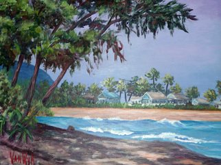 Julie Van Wyk: 'sunset beach ', 2010 Acrylic Painting, Landscape.      Oahu Hawaii      ...