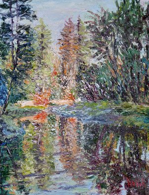 Julie Van Wyk: 'view from swinging bridge ', 2010 Oil Painting, Abstract Landscape.               Yosemite                   ...