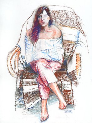 Juraj Skalina: 'Easy Chair', 2004 Pastel, Figurative. 