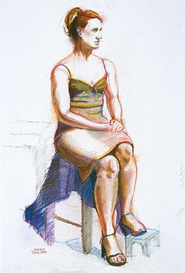 Juraj Skalina: 'K with Blue', 2003 Pastel, Figurative. 