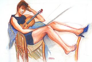 Juraj Skalina: 'Violinist', 2005 Pastel, Portrait. 