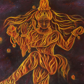 Goutami Mishra: 'god shiva natraj', 2018 Oil Painting, Hindu. Artist Description: This is an oil painting of Natraj a form of God Shiva, who is considered as cosmic dancer.  According to Hindu religion God Shiva is Creator and destroyer of Universe and root source of energy.  Here in this painting God Shiva is dancing and energy emitted from himcreates ...