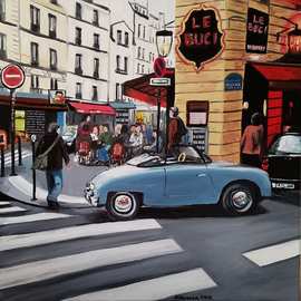 Katarina Radenkovic Artwork Paris cafe, 2015 Oil Painting, Travel