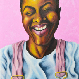 Kate Revill: 'laughing cavalier', 2020 Oil Painting, Portrait. Artist Description: While in the greater lockdown of 2020 I decided to pick up my paints to pass the hours, bringing a bit of light and happiness back into my day to day. I did a series of female portraits, depicting what truly happy women look like. Not the aEURoeInstaaEUR ...