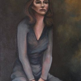 Kyle Foster: 'Woman Posing in Blue Dress', 2008 Oil Painting, Figurative. 
