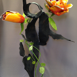 Ivan Kosta: '9 11 Objects Memories Vanquishment', 2014 Steel Sculpture, Abstract. Artist Description:  A colorful rose and rosebud growing through a piece of mangled steel        ...