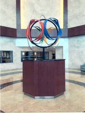 Ivan Kosta: 'Wellness Globe in DelNor Hospital Lobby', 2009 Steel Sculpture, Abstract.   Four pairs of human figures, holding each other by hands and feet, rotating as a globe. . .       ...