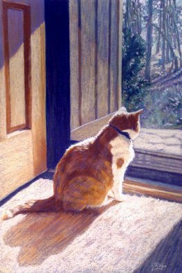 Kay Ridge: 'Watch Cat', 2002 Pastel, Cats. This original Pastel painting found the light and shadows exciting to paint as the sun changed minute by minute.Limited Edition, doubled signed by artist and certificate of authenticity.Matted to 16x20 with foamcore backing are also available. ( Inquire via email) ....