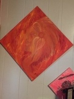 Kristin  Garrow: 'fire spirit', 2015 Acrylic Painting, Abstract Figurative. Get lost in the orange, yellow, and red combinations and take in the spirit that lies within the flames.  Peaceful and proud. ...