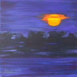 Claudia Luethi Alias Abdelghafar: 'Sunset', 2003 Oil Painting, Landscape. Artist Description: Wonderful oilpainting on canvas from a sunset in africa.  Only four colours mixed and organised together makes a wonderful painting with a lot of simple but interesting lines.  Do you hear the lions roaring The size of the painting is without frame 60 x 60 x 2 cm ...