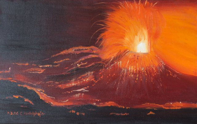 Claudia Luethi Alias Abdelghafar  'Volcanique Eruption', created in 2006, Original Painting.