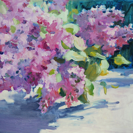 Lena Kurovska: 'Lilacs', 2014 Oil Painting, Floral. Artist Description:  lilacs, oil painting on canvas, still life, plein air ...