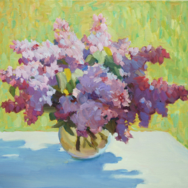 Lena Kurovska: 'Still Life with Lilacs', 2014 Oil Painting, Floral. Artist Description: lilacs, oil painting on canvas, still life, plein air...