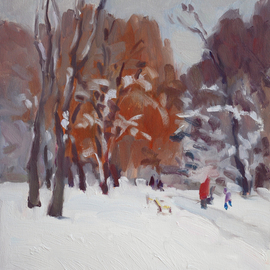 Lena Kurovska: 'Winter in Park', 2014 Oil Painting, Landscape. Artist Description:  landscape, oil painting on canvas, winter, park, plein air ...