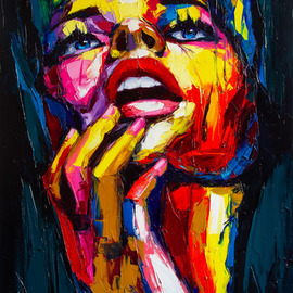 Lana Frey: 'ignis solutum', 2020 Oil Painting, Portrait. Artist Description: When the emotion captures, it s no stopping.  I just dissolve into the canvas, diving with paint and my palette knife.  That night before the creation of this artwork the heat was almost unbearable and when I woke up I felt an unbridled desire to transfer some of ...