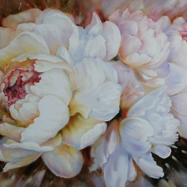 Viktoria Lapteva: 'Peonies', 2016 Oil Painting, Floral. Artist Description:  Peonies, flowers, white peonies...