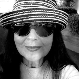 Luise Andersen: 'Back from Morning Walk II', 2011 Black and White Photograph, Portrait. Artist Description:  Getting warm in Southern California. . since is couple of Miles walk, sun burns on hair/ head. . so throw this one on or other hat. . sunglasses. . bunch of sunscreen. . always red lipstick. . and still' fry' . . gheesh. . . . converted from color to black and white/ grey. . will upload colored ones another ...
