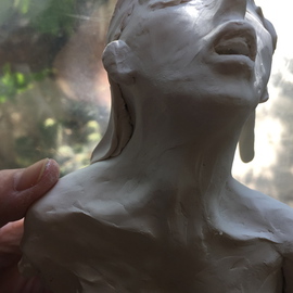 Luise Andersen: 'to sculpt feel raw emotion I', 2015 Clay Sculpture, Abstract. Artist Description:   July 16 2015 - - is like a fraction of surrender of own essence. .this is today's expression in white clay. . that is from clay of previous head. .this one will be but a fleeting feel. . intense and strong. .do not know. . nor do I wish to. . how it ...