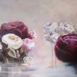 Jane De France: 'Rose Water II', 2012 Acrylic Painting, Floral. Artist Description:  A vibrant luminous cluster of roses bathing in crystal clear water. Contemporary and a little surrealCopyright applies ...