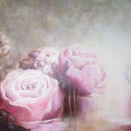 Jane De France: 'Rose Water IV', 2012 Acrylic Painting, Floral. Artist Description: A soft yet luminous cluster of roses with a French feel, reflecting on a cyrstal clear pond. Contemporary and a little surrealCopyright applies...