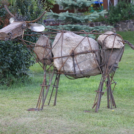 Logan Wainwright: 'rocksy ', 2013 Steel Sculpture, Animals. Artist Description:  Rock in Rebar  bovine sculpture  ...