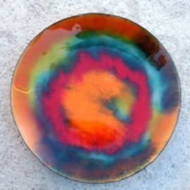 Colour Fusion glass on copper 10 O By Leo Evans