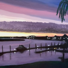 Patricia Leone: 'winter sunrise in thunderbolt', 2019 Oil Painting, Landscape. Artist Description: Sunrise on Wilmington River along the intercostal waterway at sunrise in the fishing village of Thunderbolt, Georgia. ...