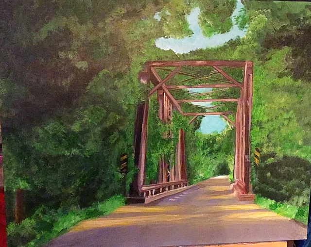 Artist Linda Lewis. 'Kentucky Bridge' Artwork Image, Created in 2017, Original Painting Acrylic. #art #artist