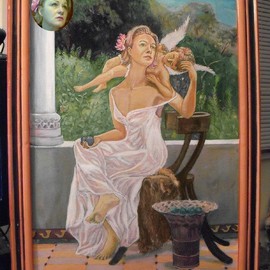 Vranceanu Aurelian: 'My little friend ', 2012 Oil Painting, Portrait. Artist Description:  My little friend - oil on canvas - 72x52cmm ...